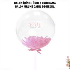 Şeffaf Balon İçi Kuş Tüyü, 100 Adet - Pembe