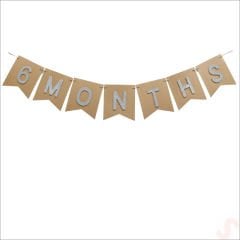 6 Months Simli Evalı Kraft Banner, 110cm x 17cm - Gümüş