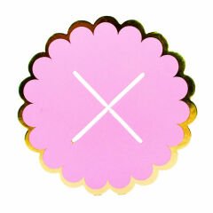 CupCake Standı, 3 Katlı, Metalik Altın Çerçeveli, Pembe