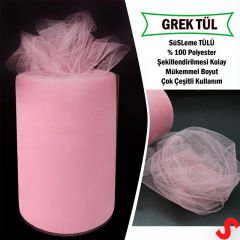 SüSLeme Tülü Grek Tül Rulo, 66 cm x 10 mt - Pembe