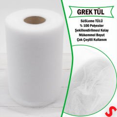 SüSLeme Tülü Grek Tül, 2 mt en x 1 mt uzunluk - Beyaz