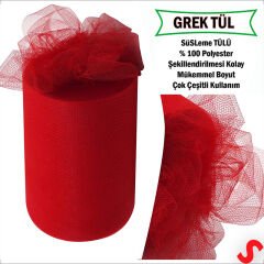 SüSLeme Tülü Grek Tül, 2 mt en x 1 mt uzunluk - Kırmızı