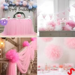 SüSLeme Tülü Grek Tül, 2 mt en x 1 mt uzunluk - Pembe