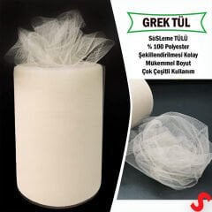 SüSLeme Tülü Grek Tül, 2 mt en x 1 mt uzunluk - Krem