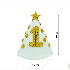 1 Yaş Simli Eva Külah Şapka - Beyaz