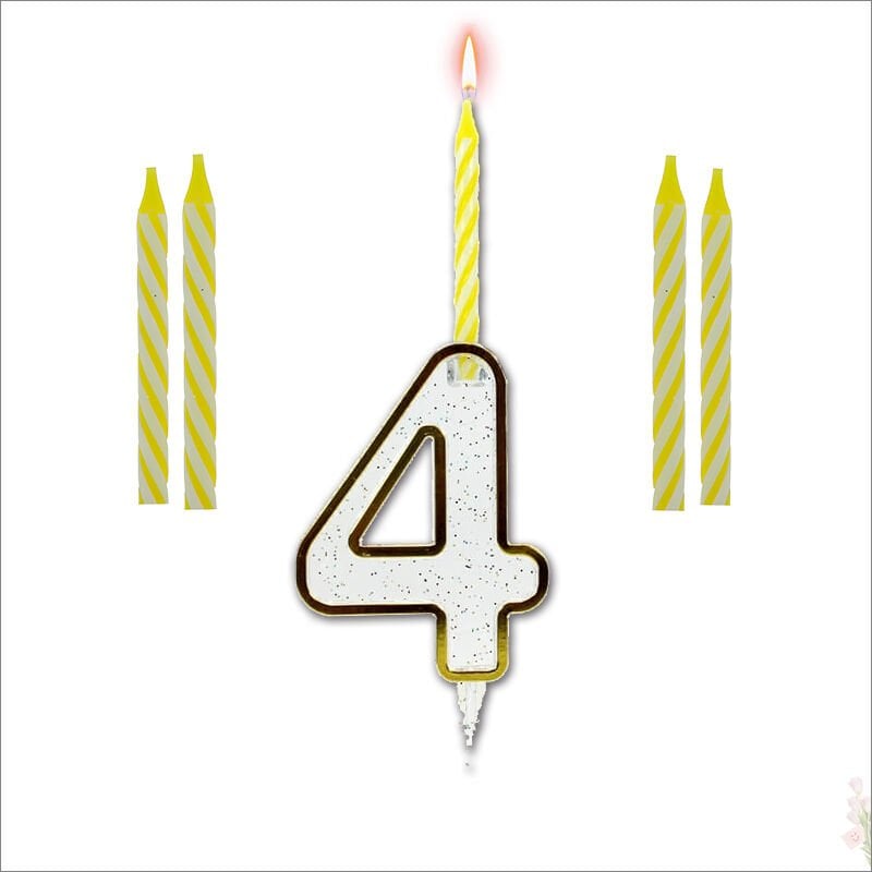 4 Rakam Şeffaf Mumluk ve 4 adet MuM