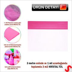 SüSLeme Tülü Kristal Tül, 3 mt en x 1 mt uzunluk - Fuşya