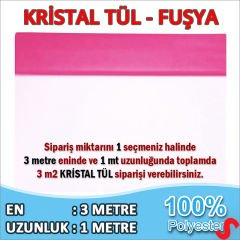 SüSLeme Tülü Kristal Tül, 3 mt en x 1 mt uzunluk - Fuşya