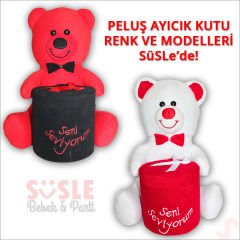 Pelüş Ayıcık Seni Seviyorum Kutu, 43 cm - Beyaz