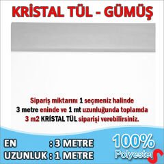 SüSLeme Tülü Kristal Tül, 3 mt en x 1 mt uzunluk - Gümüş