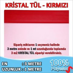 SüSLeme Tülü Kristal Tül, 3 mt en x 1 mt uzunluk - Kırmızı