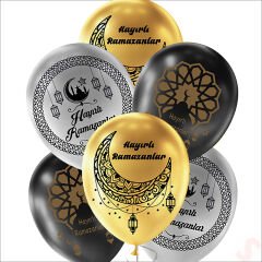 Hayırlı Ramazanlar Metalik Balon, 30cm x 8 Adet