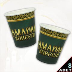 Ramadan Kareem Karton Bardak - 8 Adet كوب ورقي رمضان كريم