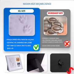 Kedi Köpek Pati İzi  Resim Çerçevesi, 27,5cm x 23,5cm