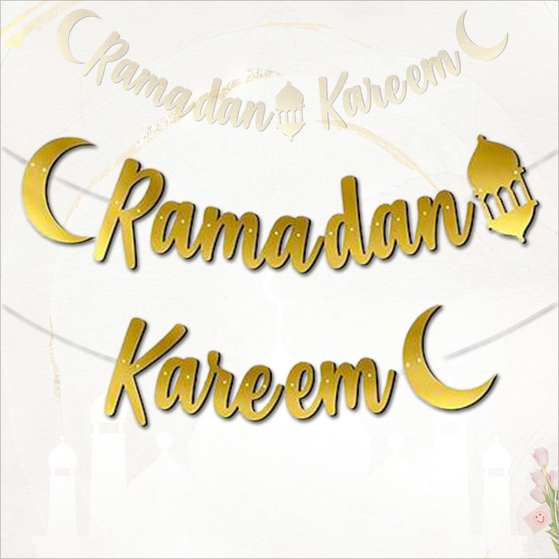Ramadan Kareem Metalik Altın Banner - 2,1 mt