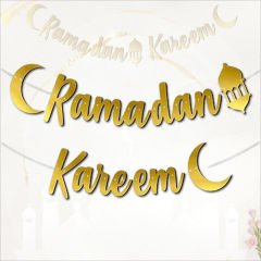 Ramadan Kareem Metalik Altın Banner - 2,1 mt