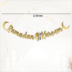 Ramadan Kareem Metalik Altın Banner - 2,1 mt