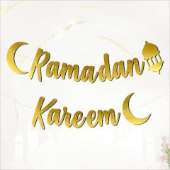 Ramadan Kareem Metalik Altın Banner - 2,1 mt