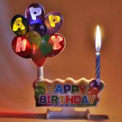 Led Işıklı Müzikli Doğum Günü Mumu, Mavi