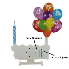 Led Işıklı Müzikli Doğum Günü Mumu, Mavi