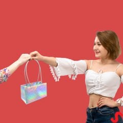 Hologram Karton Çanta, 22 x 13,5 x 11 cm - 1 Adet