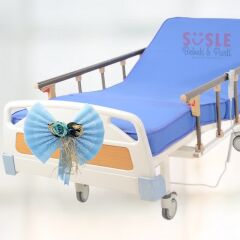 Hastane Odası Yatak Ucu Fiyongu, Çiçekli Mavi