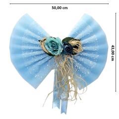 Hastane Odası Yatak Ucu Fiyongu, Çiçekli Mavi