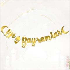 İyi Bayramlar Metalik Altın Banner - 2.10 mt