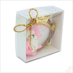Kutulu ve Ayıcıklı Hoşgeldin Bebeğim 7cm Pano - Pembe, 1 Adet