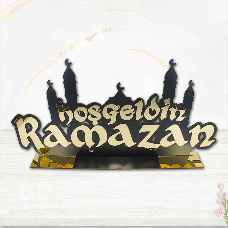 Hoşgeldin Ramazan Pleksi Dekoratif Masa Süsü, 47cm x 23cm