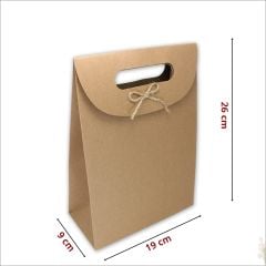 El Geçmeli Kraft Karton Çanta 26 x 19 x 9 cm - 12 Adet