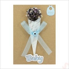 Bebek Buketi, 15cm x 10cm Kartlıklı Magnet - Mavi, 1 Adet