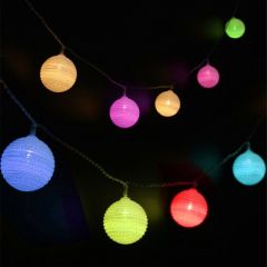 Ledli Toplar Dizini Pilli Işık, 2,00 mt, Çok Renkli Led