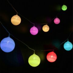 Ledli Toplar Dizini Pilli Işık, 2,00 mt, Çok Renkli Led