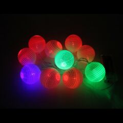 Ledli Toplar Dizini Pilli Işık, 2,00 mt, Çok Renkli Led