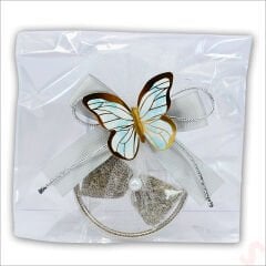 Lavantalı ve Mavi Kelebekli 6,5cm Metal Pano Magnet, 1 Adet