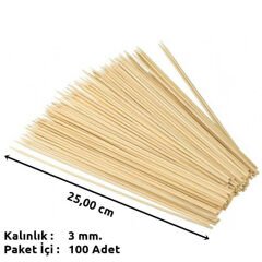 Bambu Çöp Şiş, Kurabiye Çubuğu, 25 cm, 90 Adet
