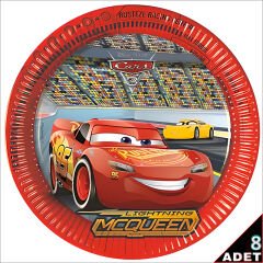 Cars 3, Karton Tabak - 23cm x 8 Adet
