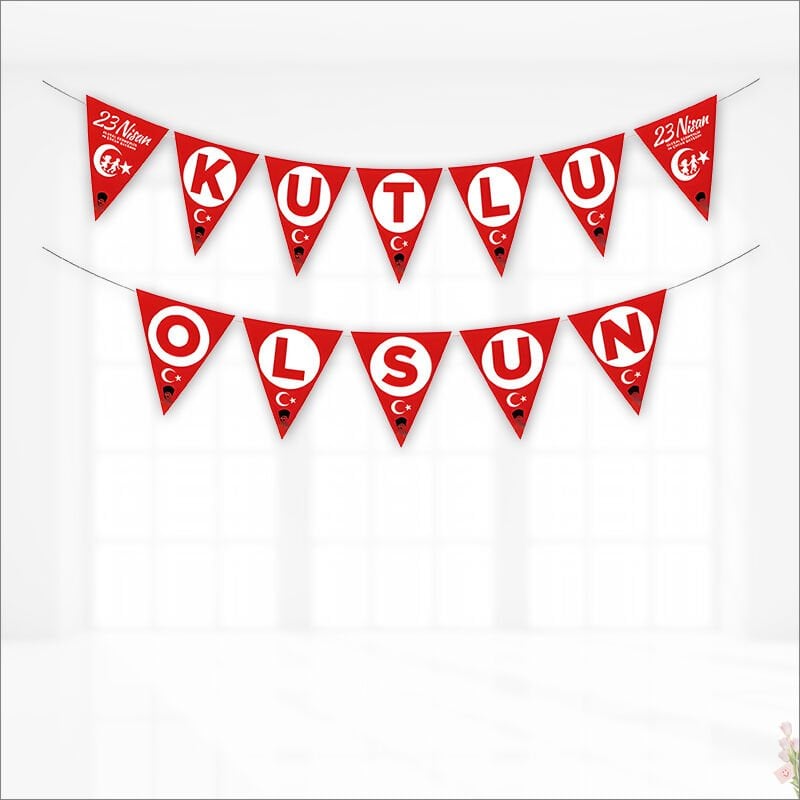 En Güzel Bayram 23 Nisan Kutlu Olsun Bayrak Flama - 2,70 mt