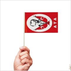 Ata Bayrağı Sopalı, 18cm x 12cm - 10 Adet