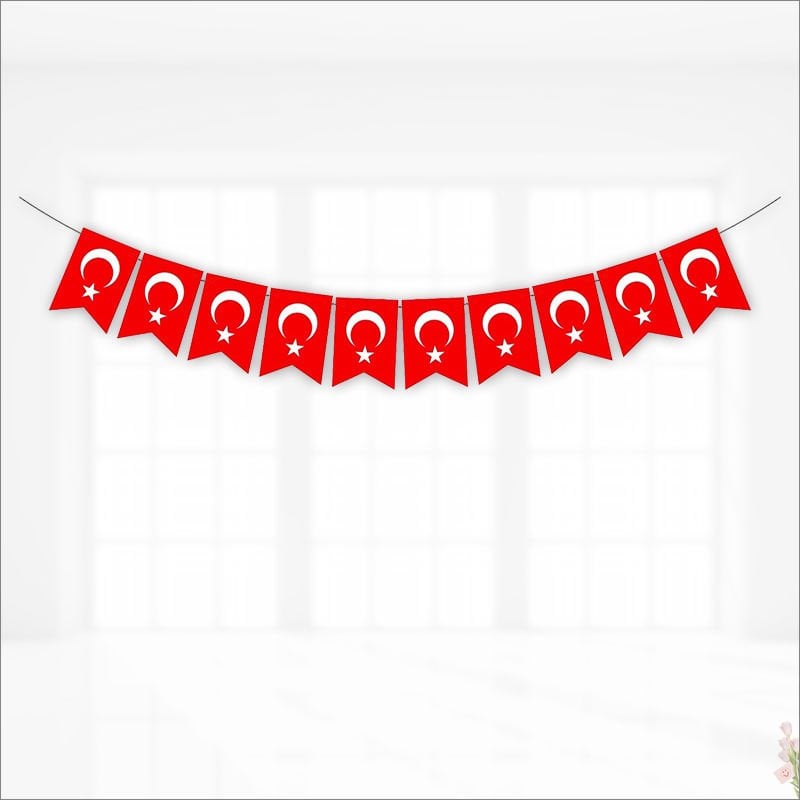 Türk Bayrağı Flama Seti, 17cm x 11cm - 10'lu