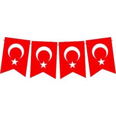 Türk Bayrağı Flama Seti, 17cm x 11cm - 10'lu