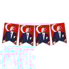 Bayraklı Atatürk Flama Seti, 17cm x 11cm - 10'lu