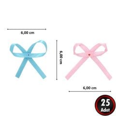 Saten Hazır Fiyonk, 6 x 6 cm - 25 Adet - Renk Seçenekli -