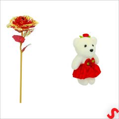 Sonsuzluk Güllü ve Strafor Ayıcıklı Buket, 60cm x 40cm - Kırmızı