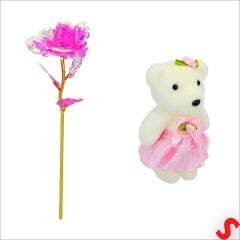 Sonsuzluk Güllü ve Strafor Ayıcıklı Buket, 60cm x 40cm - Pembe