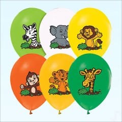 Safari Sevimli Hayvanlar Temalı 30cm Balon - 5 Adet