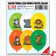 Safari Sevimli Hayvanlar Temalı 30cm Balon - 5 Adet