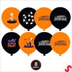 Happy Halloween Cadılar Bayramı Balon, 30cm x 8 Adet