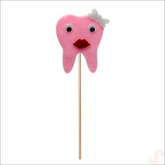 Diş Figürlü Keçe Çubuk SüS, 27cm x 6,5cm - Pembe, 10 Adet